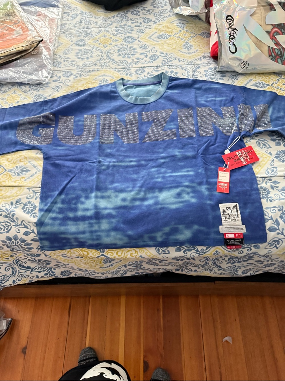 Gunzinii Blue Tie-Dye Mens Tee Shirt